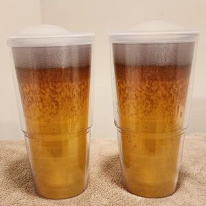 24 oz Amber and White Tumbler Set with beer image